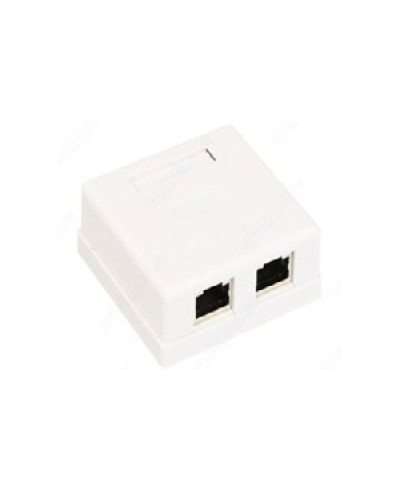 Розетка компьютерная RJ-45 (8P8C), категория 5e, двойная, внешняя (настенная), Dual IDC, экранированная, белая в Москве Розетки компьютерные и телефонные Pintop.ru