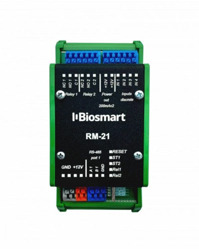 Релейный модуль BioSmart RM-21 OSDP в Москве Контроллеры СКУД BioSmart Pintop.ru