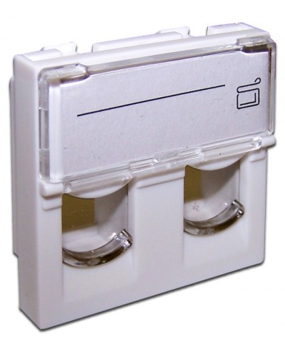 Вставка 45x45 на 2 модуля, со шторкой и увеличенным окном маркировки, белая LANMASTER (LAN-SIP-24L-WH) в Москве Коннекторы и разъемы Pintop.ru