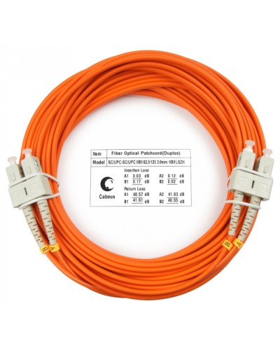 Шнур оптический duplex SC-SC 62,5/125 mm 10м LSZH Cabeus FOP-62-SC-SC-10m в Москве Патч-корды оптические Pintop.ru