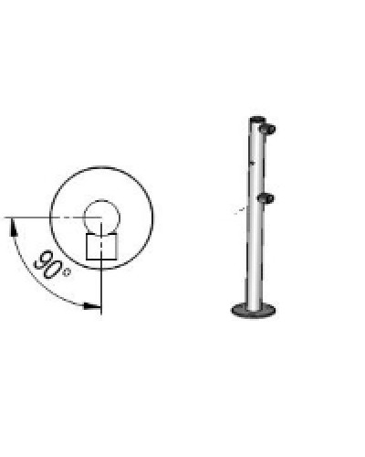 Стойка ограждения с отверстием под фиксатор L-образная, 2 муфты справа Oxgard Стойка ограждения с отверстием под фиксатор L-образная, 2 муфты справа (ВЗР 1996.09.62) в Москве Ограждения Pintop.ru