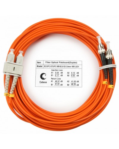 Шнур оптический duplex SC-ST 62,5/125 mm 15м LSZH Cabeus FOP-62-SC-ST-15m в Москве Патч-корды оптические Pintop.ru