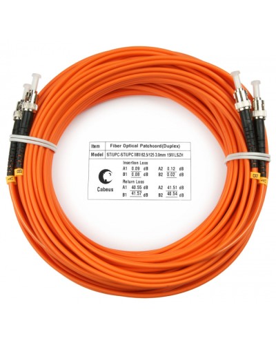 Шнур оптический duplex ST-ST 62,5/125 mm 20м LSZH Cabeus FOP-62-ST-ST-20m в Москве Патч-корды оптические Pintop.ru